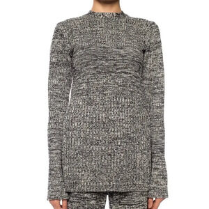 VICTORIA VICTORIA BECKHAM Size Small Marled Gray Long Sleeve Keyhole Tunic Knit